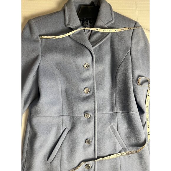Ann Taylor Womens Light Blue Wool Blend Button-Up Coat Pockets 10 Mid-Length - Picture 9 of 13